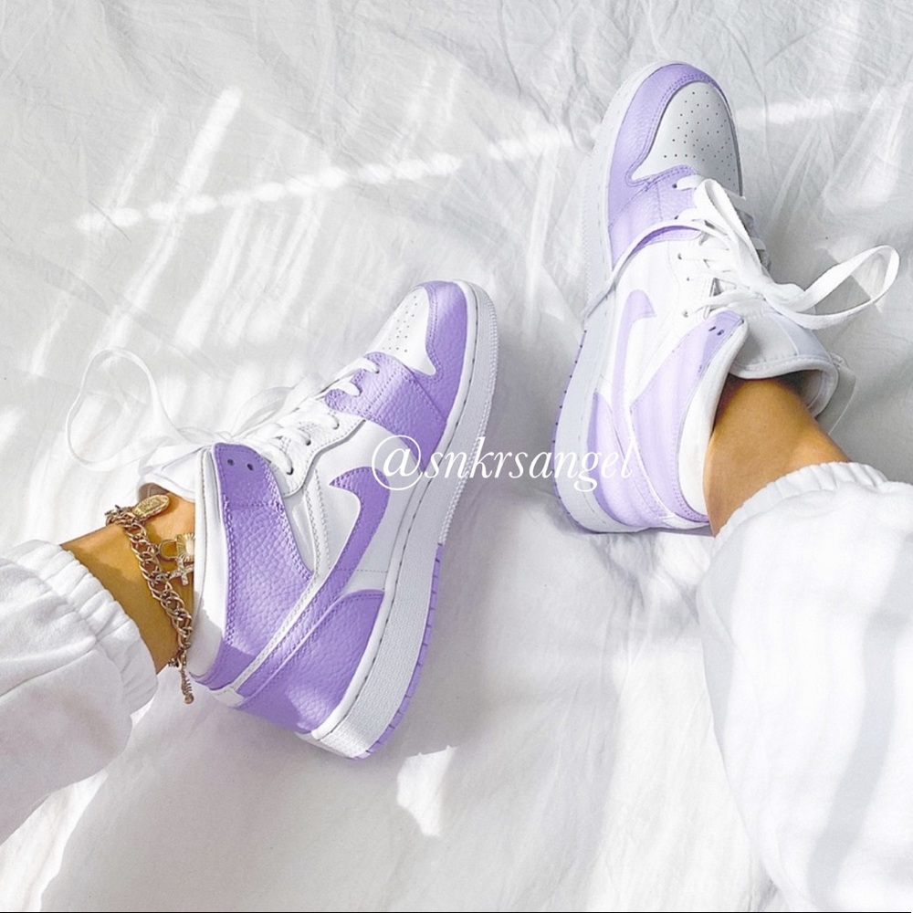 Nike custom air jordan 1 mid sneakers - Picture 1 of 4